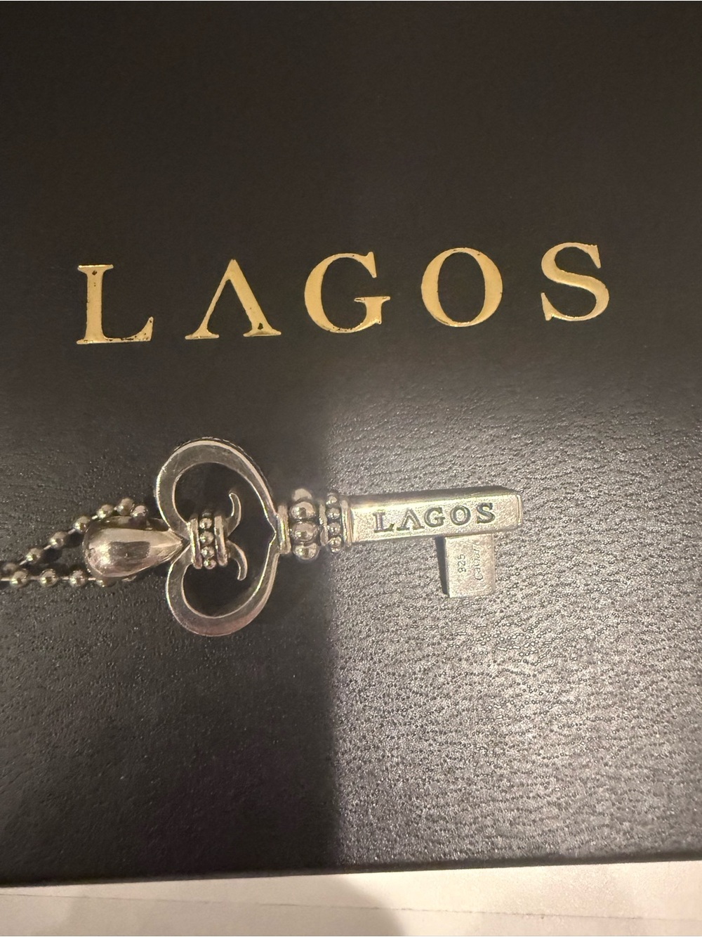 LAGOS Silver Key Charm Necklace with Beaded Chain